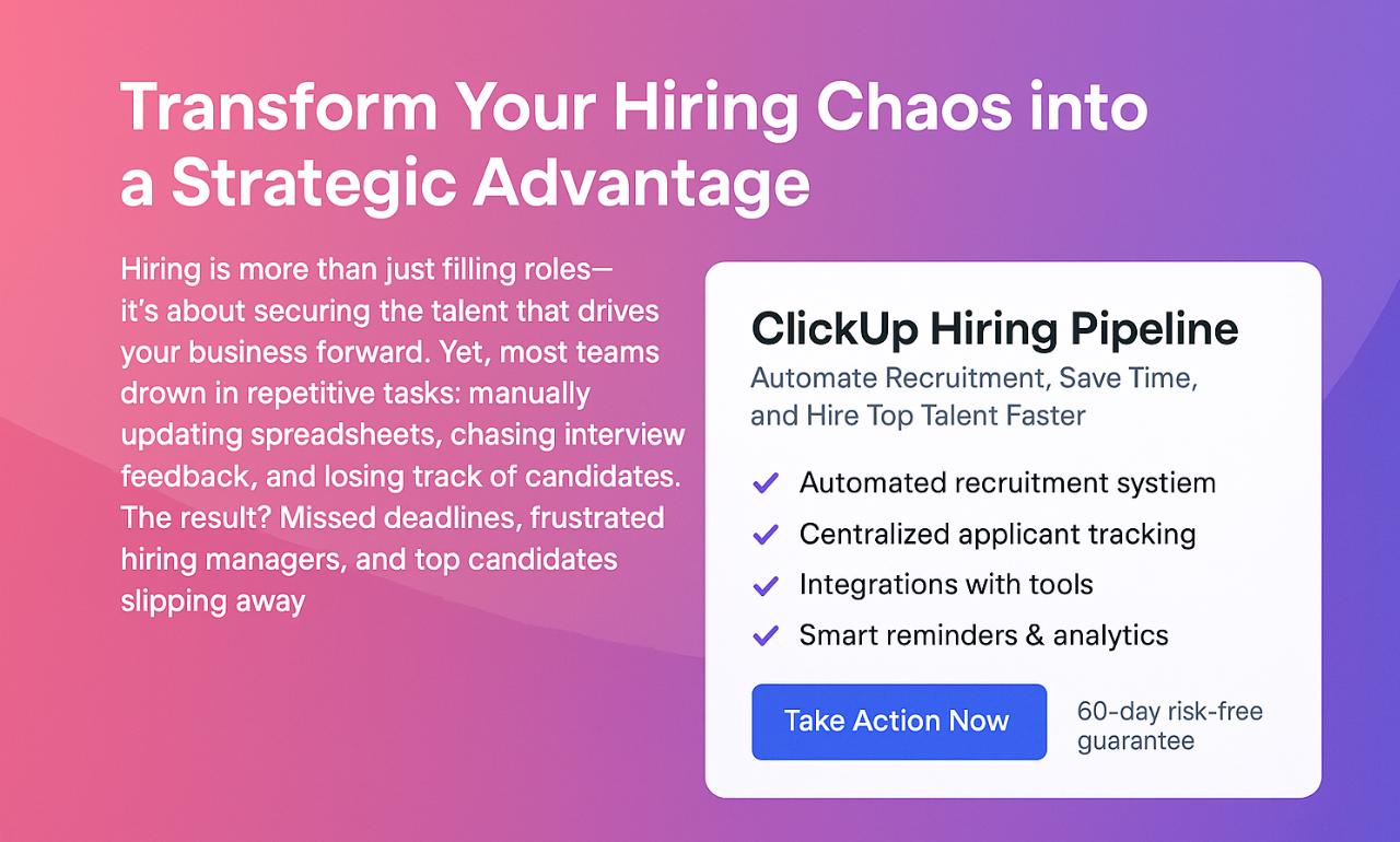 Automate recruitment workflows efficiently with ClickUp Hiring Pipeline.
